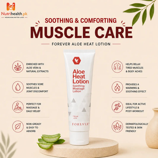 White tube of Aloe Heat Lotion featuring a prominent red flame graphic and black text, isolated on a beige background.